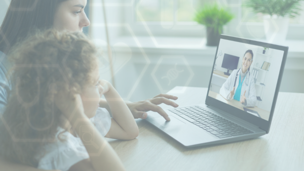 A mother and daughter completing a telehealth visit