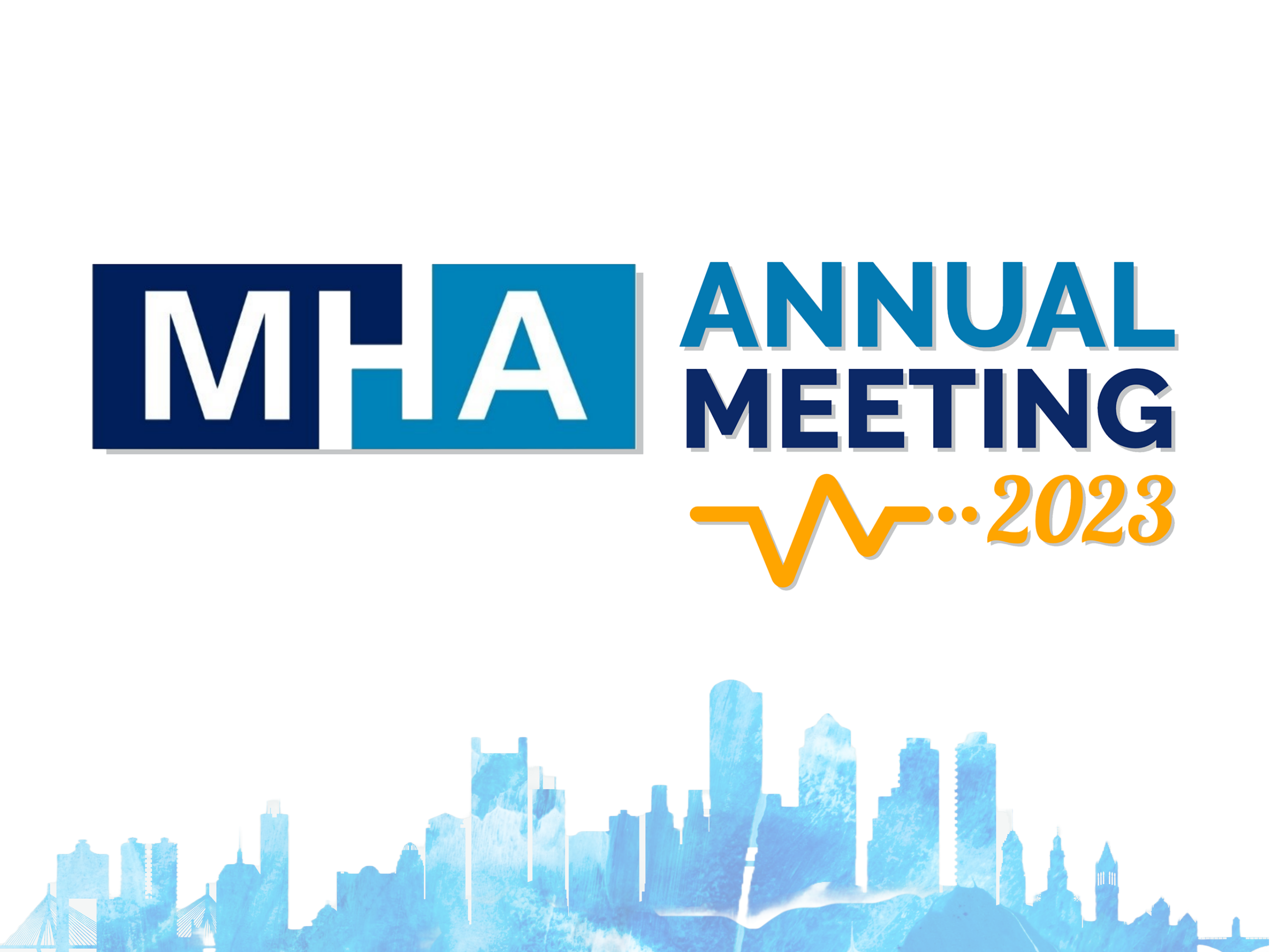 A logo for MHA's 2023 Annual Meeting