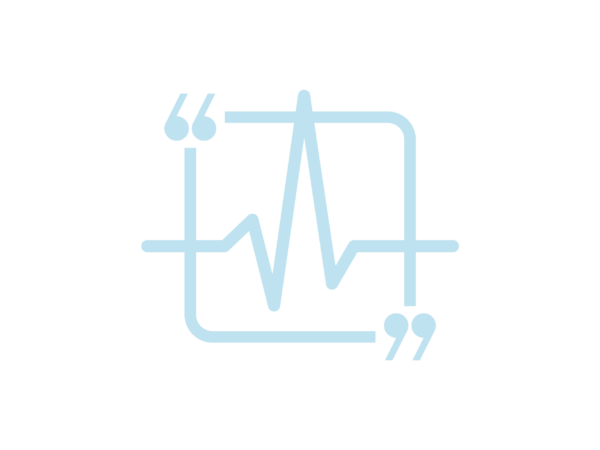 Quotation marks with an EKG symbol