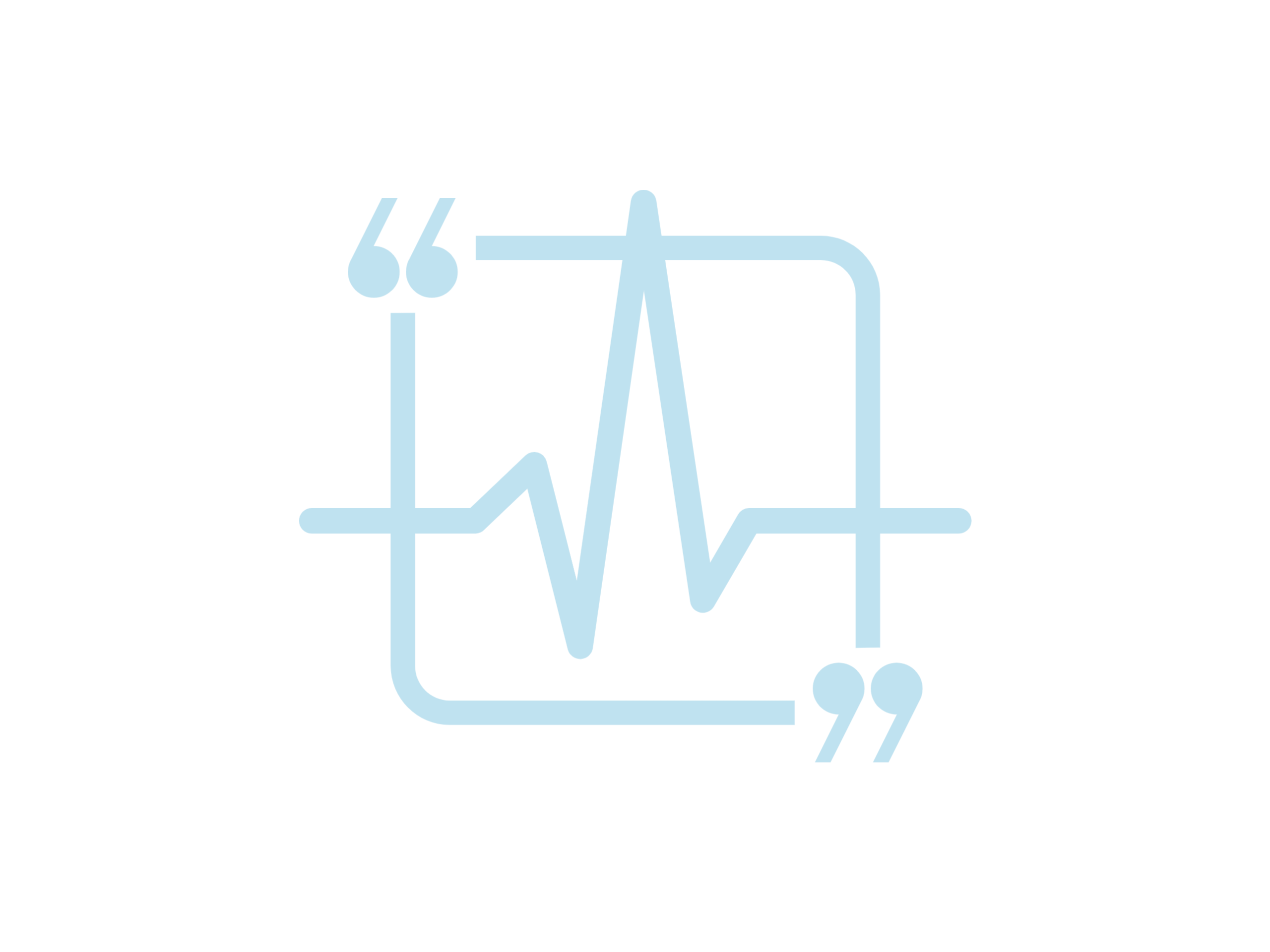 Quotation marks with an EKG symbol