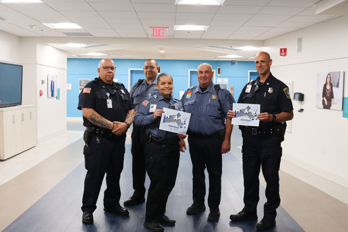 Southcoast Health security team supporting #HAVHope Friday to promote safer care environments